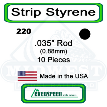 220 - .035" (.88mm) OD WHITE POLYSTYRENE ROD