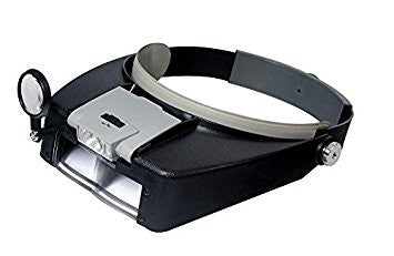Lighted Dual Lens Headband Magnifier w/Glass