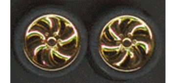 Pegasus Hobbies 1220 1/24-1/25 Cyclone Gold Rims w/Tires (4)
