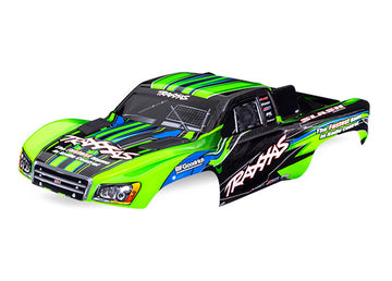 Body, Slash 2WD (also fits Slash VXL & Slash 4X4), green (painted, decals applied) (assembled with front & rear latches for clipless mounting)
