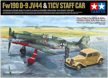 1/48 Focke Wulf FW190D9 JV44 Fighter w/Citroen Traction 11CV Staff Car & 2 Crew (Limited Edition)