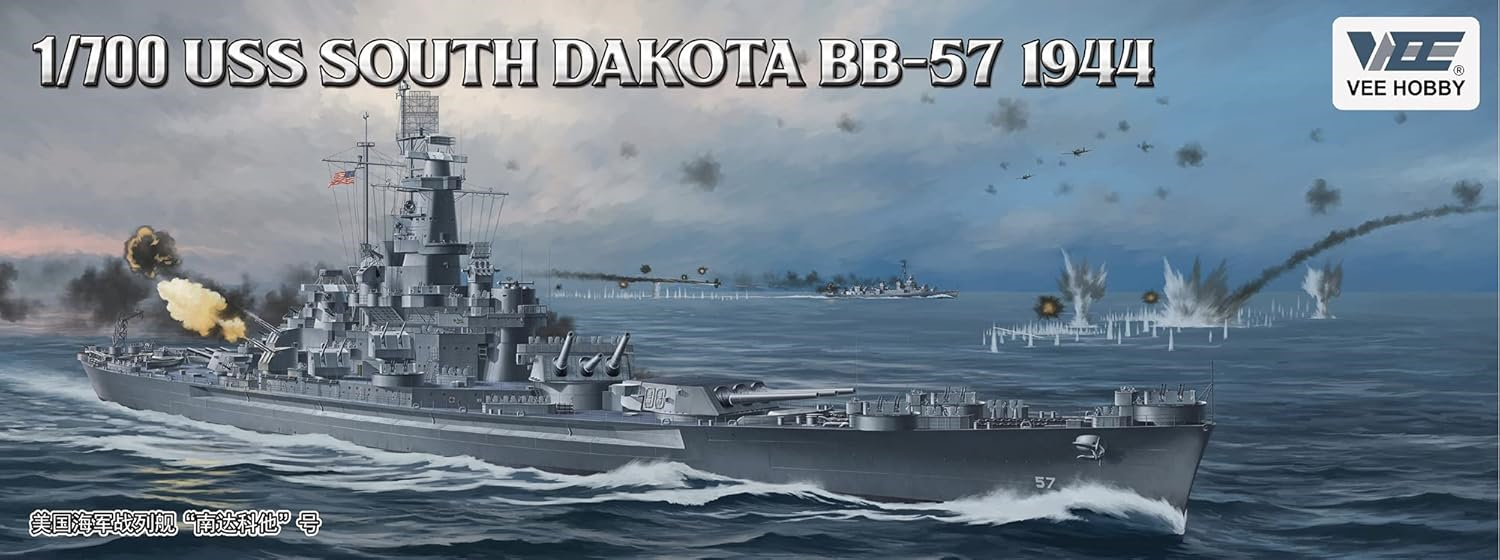 Vee Hobby 1/700 US Navy Battleship South Dakota BB-57 1944 Regular Edition Plastic Model