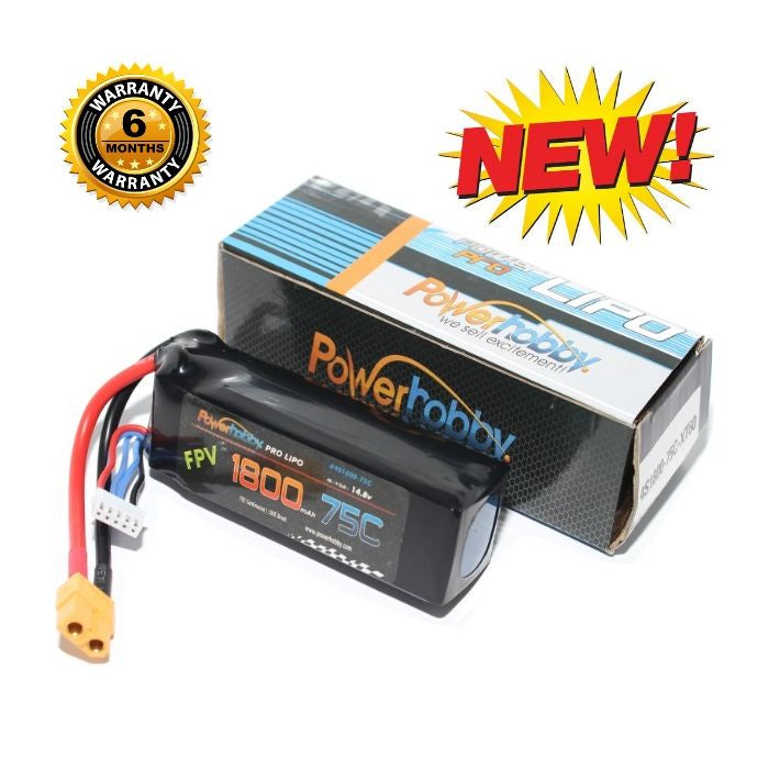 Power Hobby 4S 14.8V 1800mAh 75C Lipo Battery with XT60 Connector