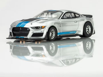 AFX Shelby Mustang GT500KR HO Scale Slot Car (Silver/Blue) (LWB) (Mega G+)