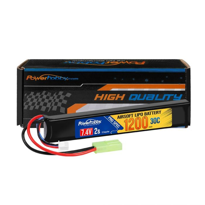 Power Hobby 2S 1200mah 30C Airsoft Gun Lipo Battery with Mini Tamiya Plug