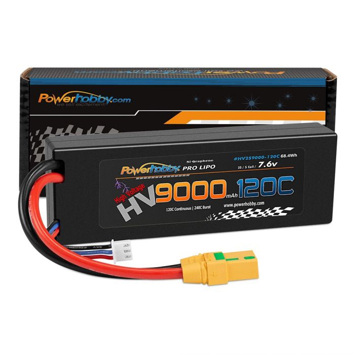 Power Hobby 2S 7.6V HV + Graphene 9000MAh 120c Lipo Battery w XT90 Plug