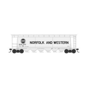 Bowser 38152 N 6-Bay Cylindrical Covered Hopper Norfolk & Western 71851, Hamburger Logo, Blt. 12-63