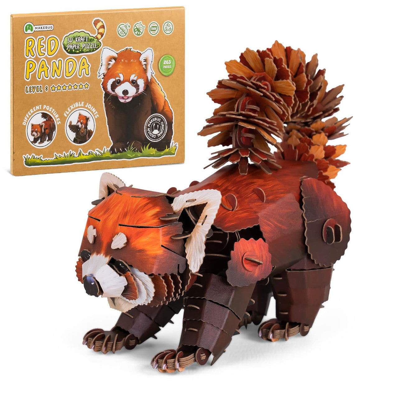 MakeBug B0013 Red Panda 3D Kraft Paper Puzzle
