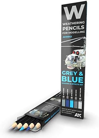 AK-Interactive AK 10043, Grey and Blue Camouflages, Shading and Effect Weathering Pencil Modelling Set
