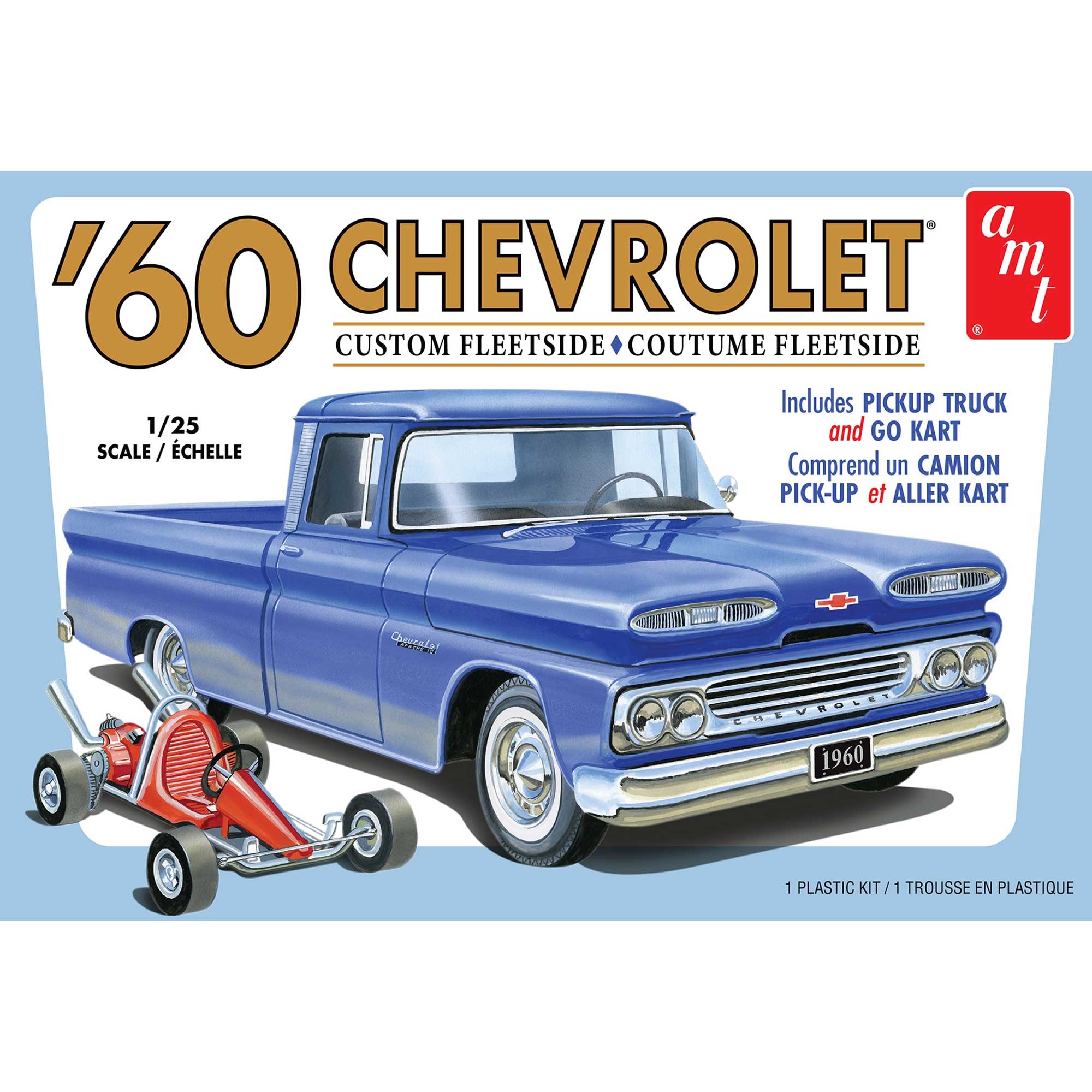 AMT 1/25 1960 Chevy Fleetside Pickup with Go Kart, Model Kit