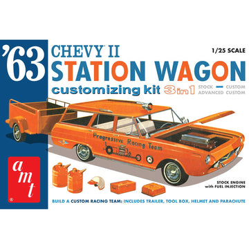 AMT 1/25 1963 Chevy II Station Wagon with Trailer Model Kit