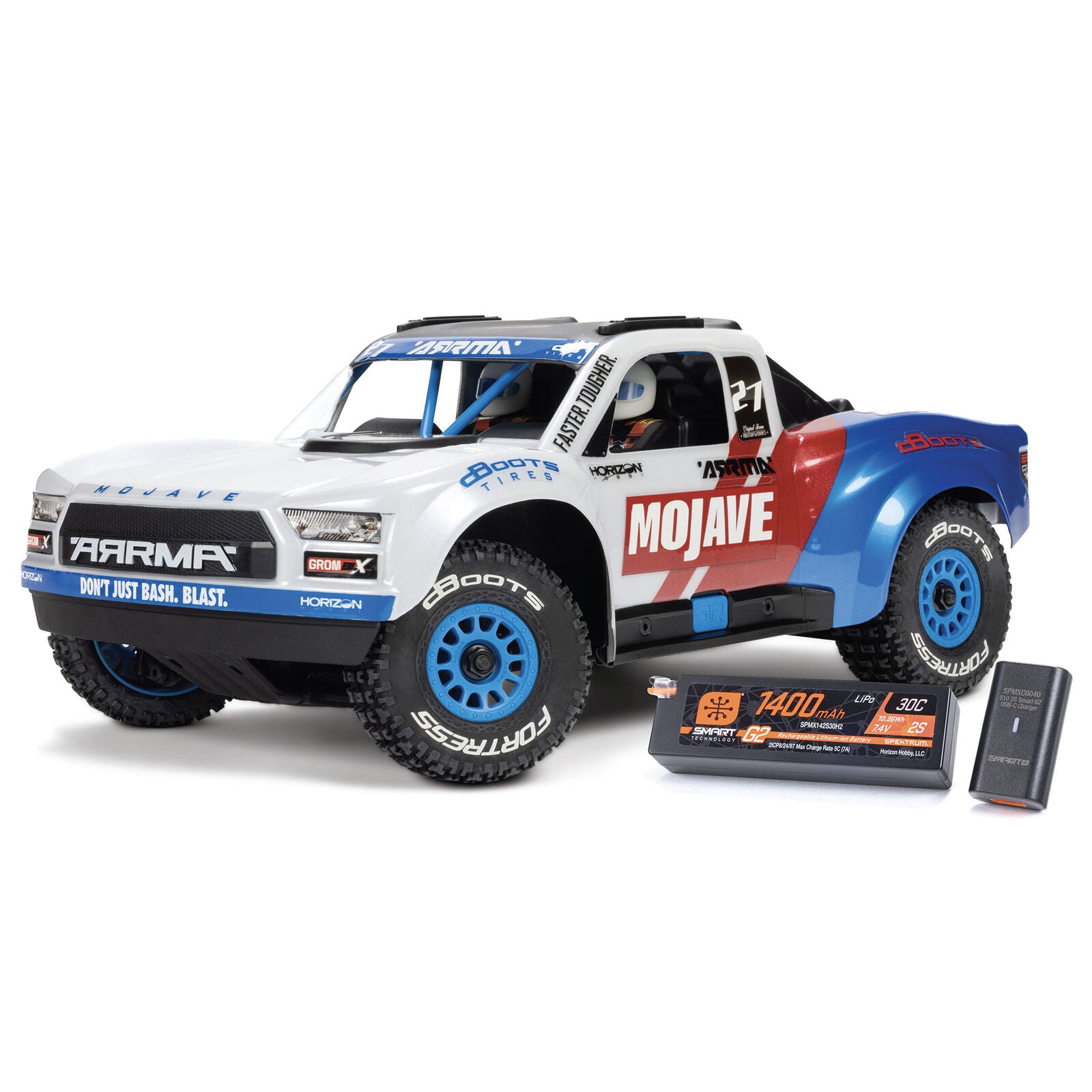 Arrma Mojave Grom 223S BLX 1/16 Brushless RTR 4WD Desert Truck (White) w/SLT2 2.4GHz Radio, DSC, Battery & Charger