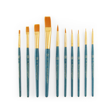 Assorted All Media Gold Taklon/Bristle Brushes 10pc Value Pack