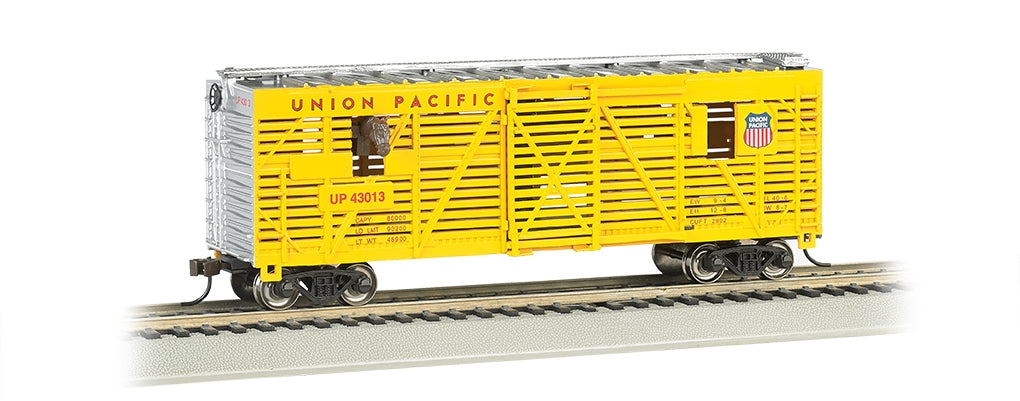 Bachmann HO 19701 40' Animated Stock Car With Horses, Union Pacific #43013