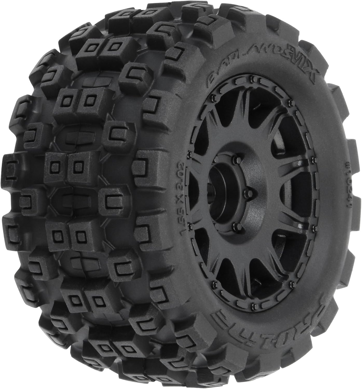 Pro-Line Racing Badlands MX 1.85" All-Terrain Truck Tires 4 Mounted on Raid Black 12mm Hex Wheels for Granite GROM 4x4 Front or Rear