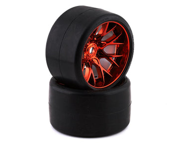 C1003RC MT VHT Crusher Belted tire preglued on WHD RED Chrome wheel (2) (SWEEP)