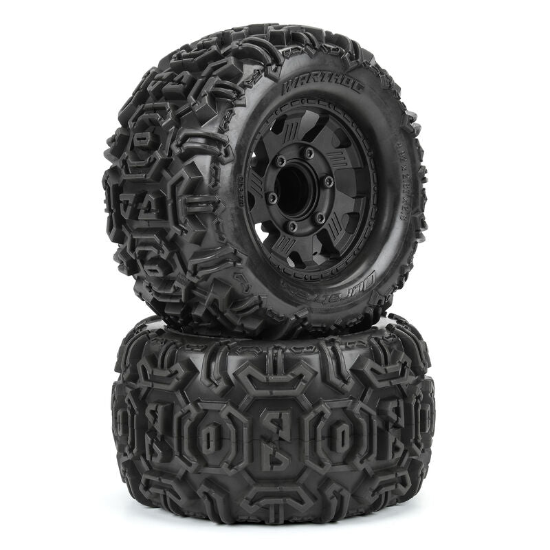 1/10 Warthog F/R 2.8" Monster Truck Tires MTD 12mm Black Ripper (2)