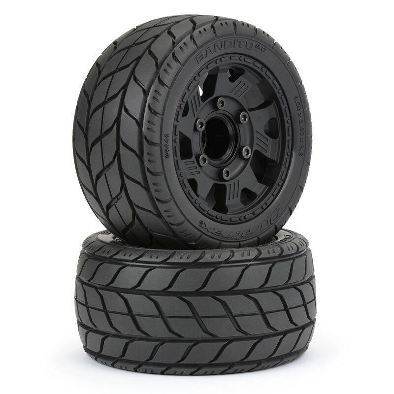 DuraTrax Bandito 2.8" Pre-Mounted Tires (Black) (2) w/Ripper Wheels & Removable 12mm Hex