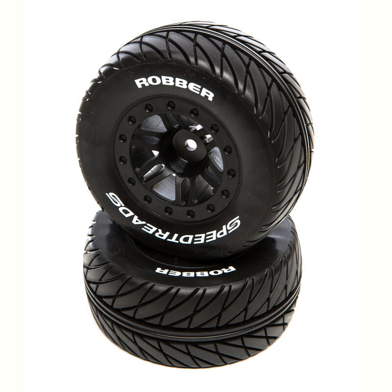 SpeedTreads Robber SC Front Rear Black Mounted: Traxxas Slash/Rustler, ECX 4X4