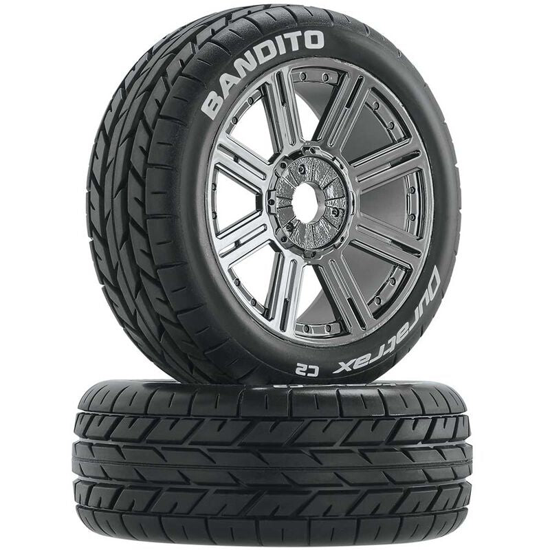 DuraTrax Bandito 1/8 Mounted Buggy Tires (Chrome) (2) (C2) w/17mm Hex