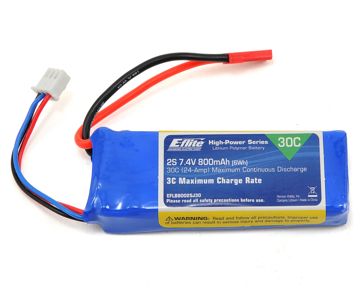 EFlite 2S LiPo 30C Battery (7.4V/800mAh) w/JST Connector