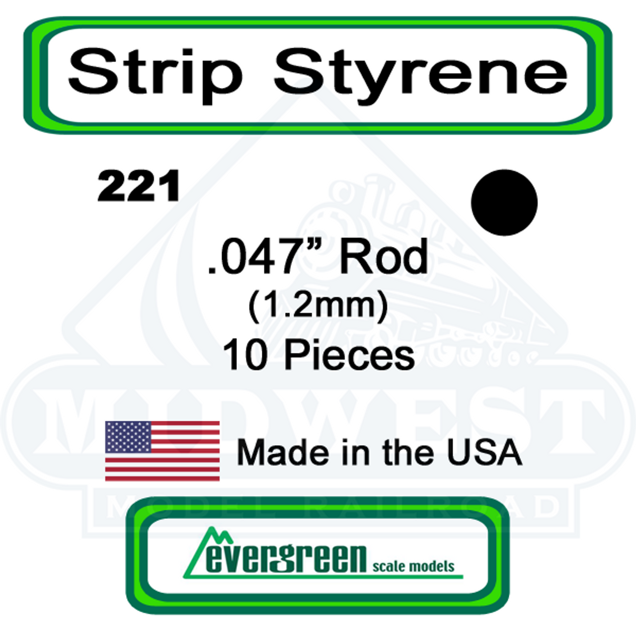 Evergreen Scale Models 221 Round Rod .047" (10)