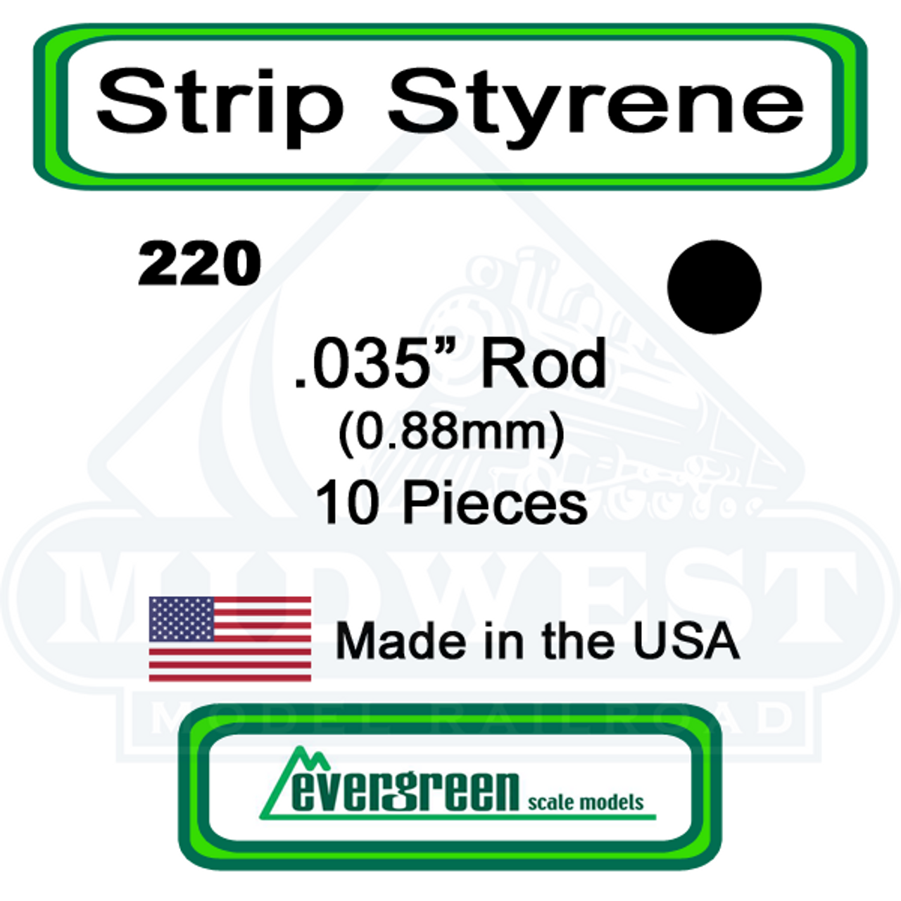 220 - .035" (.88mm) OD WHITE POLYSTYRENE ROD