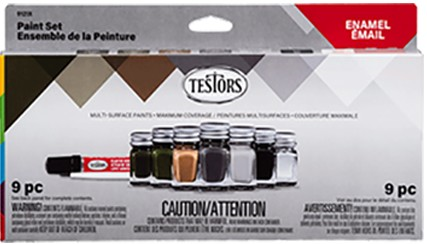 Testors 9 Bottle Enamel Paint Set, Military