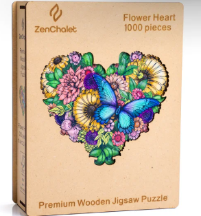 ZenChalet Puzzles Flower Heart Wooden Puzzle, 1000 Pcs