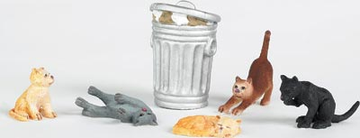 Bachmann SceneScapes Cats w/ Garbage Can (6) (HO Scale)