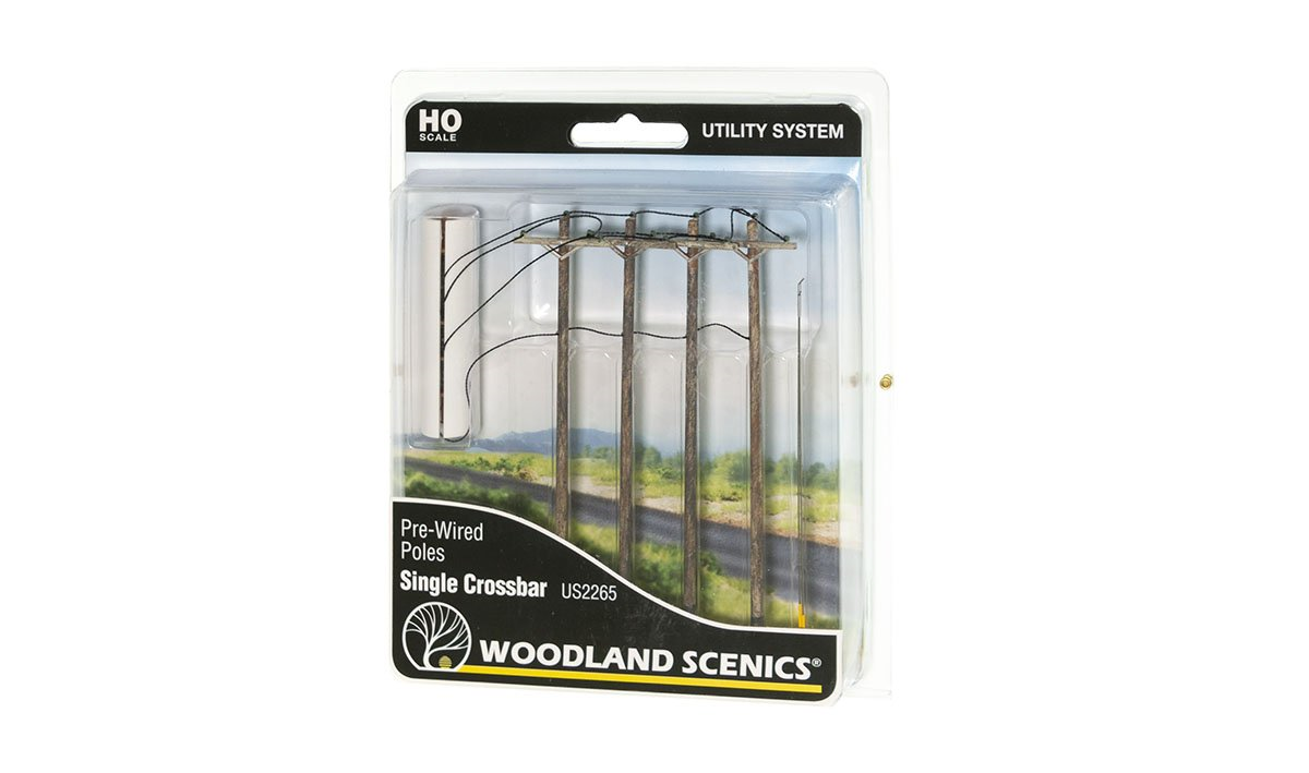 Woodland Scenics HO Wired Poles Single Crossbar