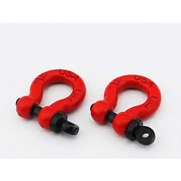 HOT RACING HRAACC808X02 ALUMINUM 1/10 SCALE D-RING TOW SHACKLE (RED) (2)