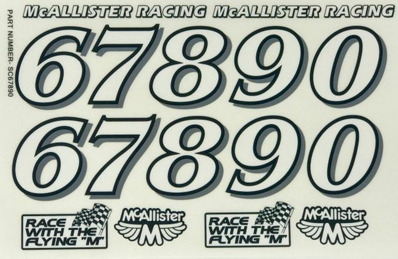 Small Classic Numbers McAllister Racing Decals