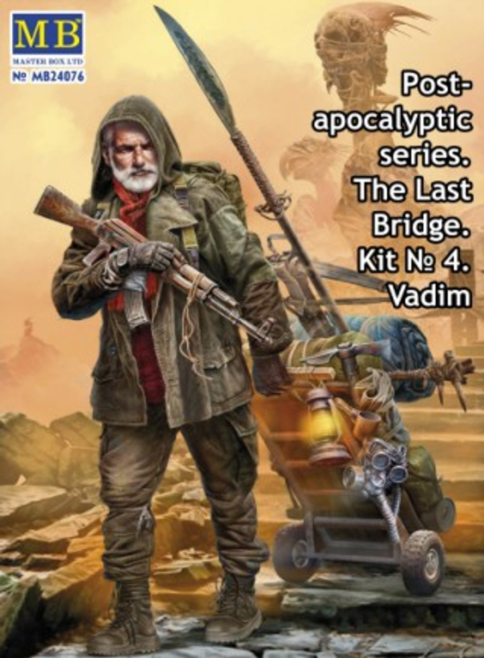 Post-Apocalyptic: Vadim Elderly Raider w/Gun & Equipment Cart 1/24 Masterbox