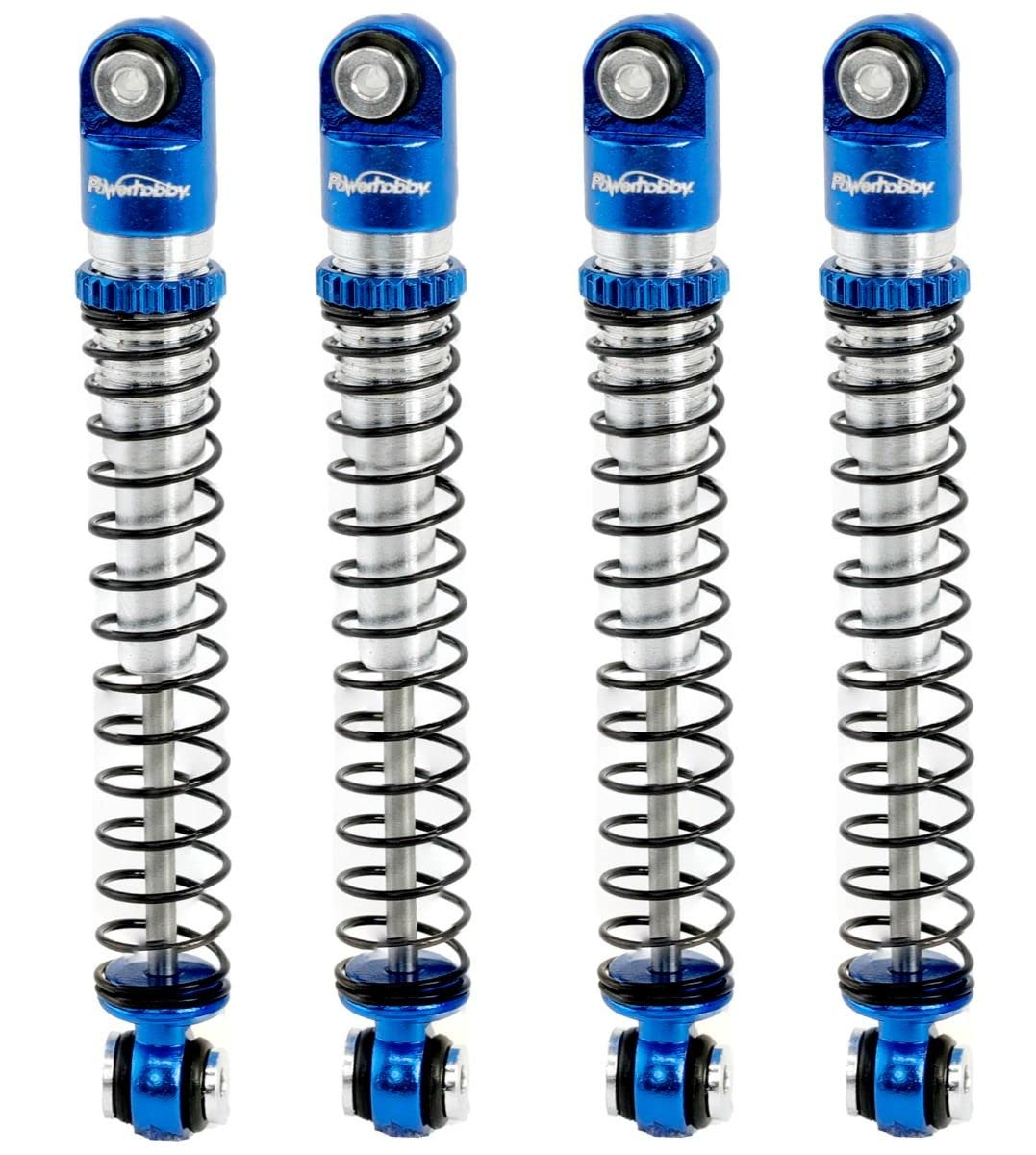 Powerhobby Aluminum 54mm Long Travel Shocks 1/24 Axial SCX24 Jeep Bronco Blue