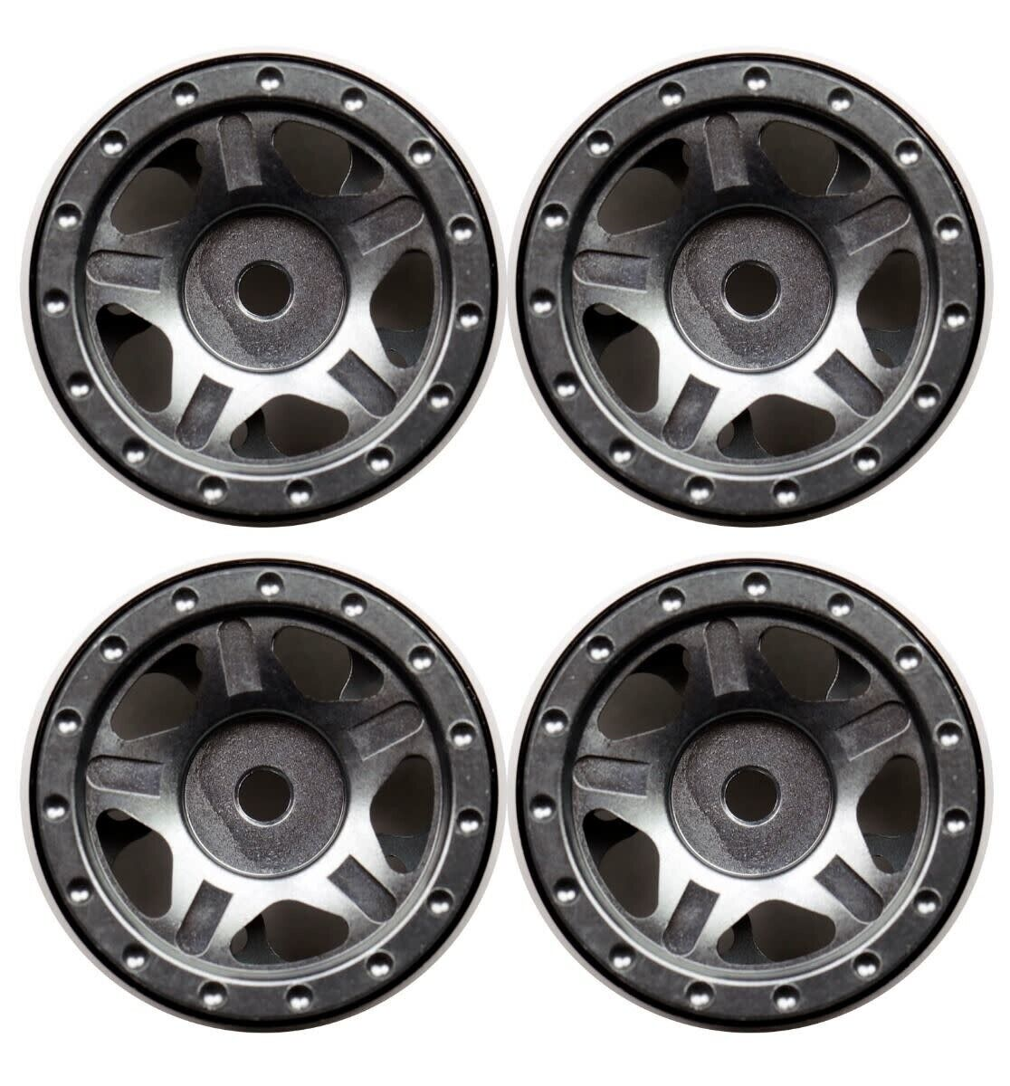 1.0" Axial SCX24 C10 Jeep Deadbolt Aluminum Beadlock Wheels, Gray