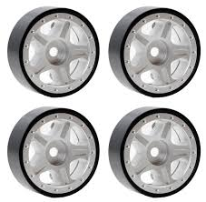 Power Hobby 1.0" Axial SCX24 Aluminum Beadlock Wheels, Silver