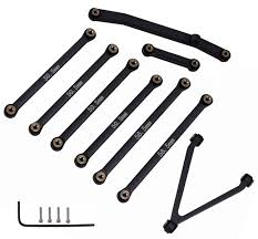 Powerhobby Aluminum Suspension Links Steering Rod Tie Set SCX24 C10 Jeep Black