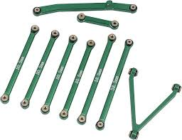 Powerhobby Aluminum Suspension Links Steering Rod Tie Set SCX24 C10 Jeep Green