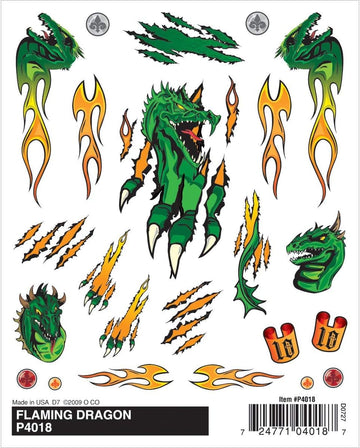 Woodland Scenics Pinecar Dry Transfer Decals Flaming Dragon PIN4018