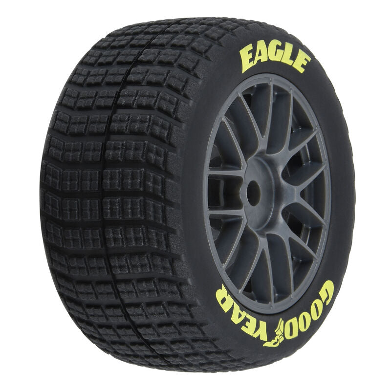 1/12 Goodyear Eagle Dirt Tire F/R MTD Gray Wheels (4): Losi NASCAR