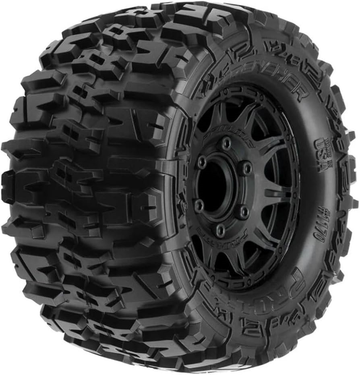 1/10 Trencher F/R 2.8" MT Tires Mounted 12mm/14mm Black Raid (2)