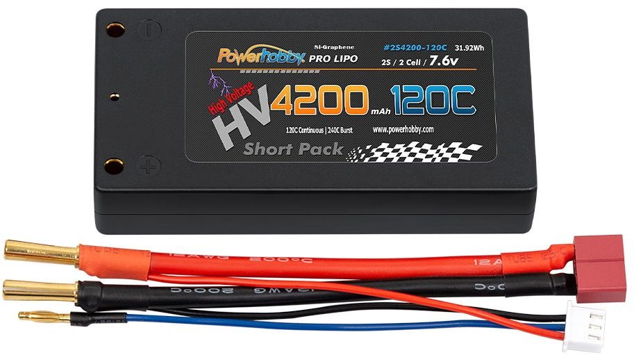 Power Hobby 2S 7.6V HV + Graphene 4200mah 120c Shorty Lipo Battery