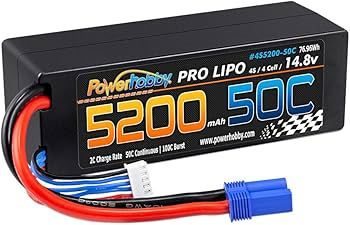 Power Hobby 5200mAh 14.8V 4S 50C LiPo Battery with Hardwired EC5 Connector