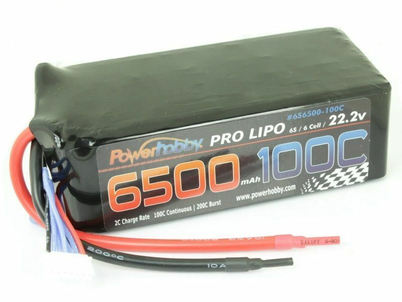 Power Hobby 6500mAh 22.2V 6S 100C LiPo Battery (no connector)