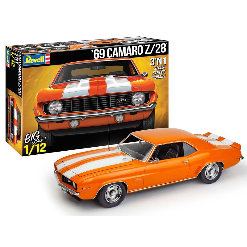 Revell 1969 Camaro Z-28 RMX128129090 Model 1/12, 3'N1 Stock, Street or Drag