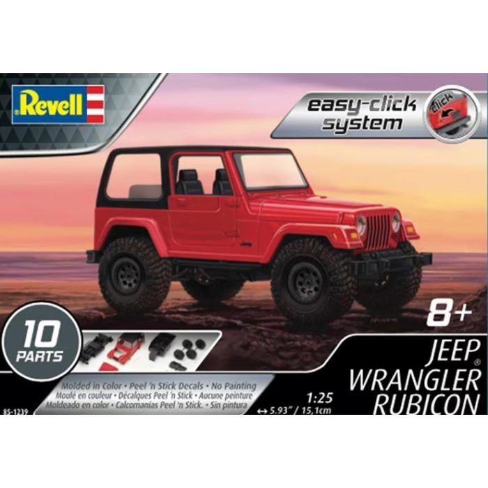 Revell 1/25 Jeep Wrangler Rubicon EZ Click Plastic Model Kit