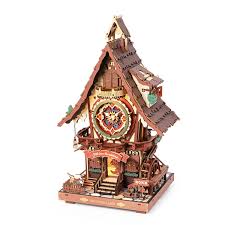 ROKR Cuckoo Clock, Stained Wood, Mechanical 3D Wooden Puzzle