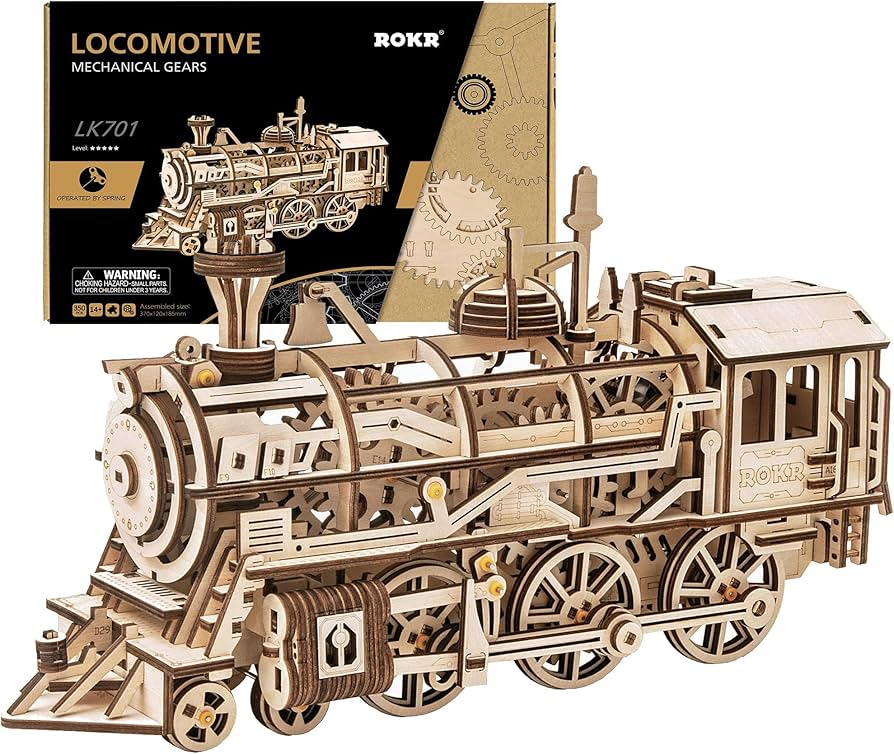 ROKR Locomotive Mechanical Gears 3D Wooden Puzzle