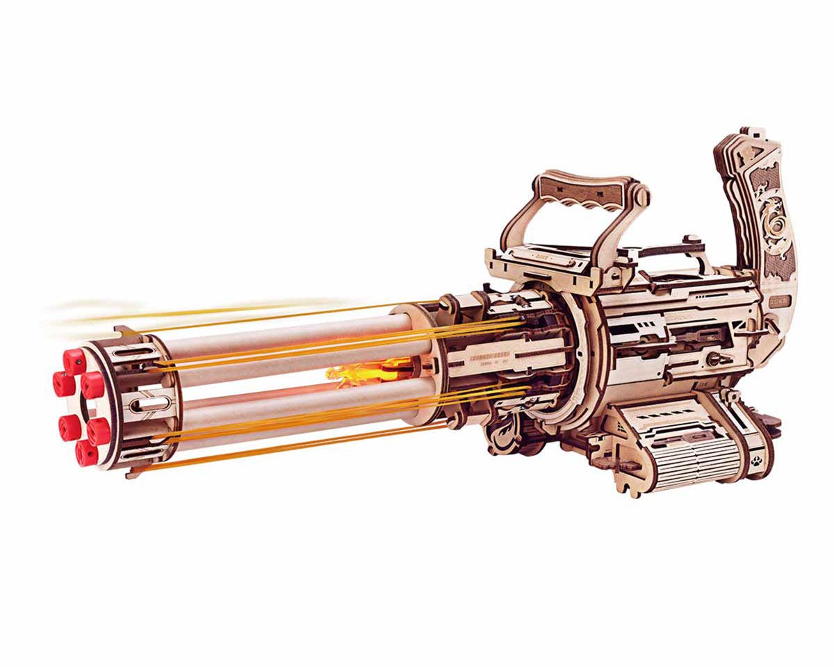 Robotime Rotating Barrel Machine Gun DIY Miniature 3D Wooden Model Kit